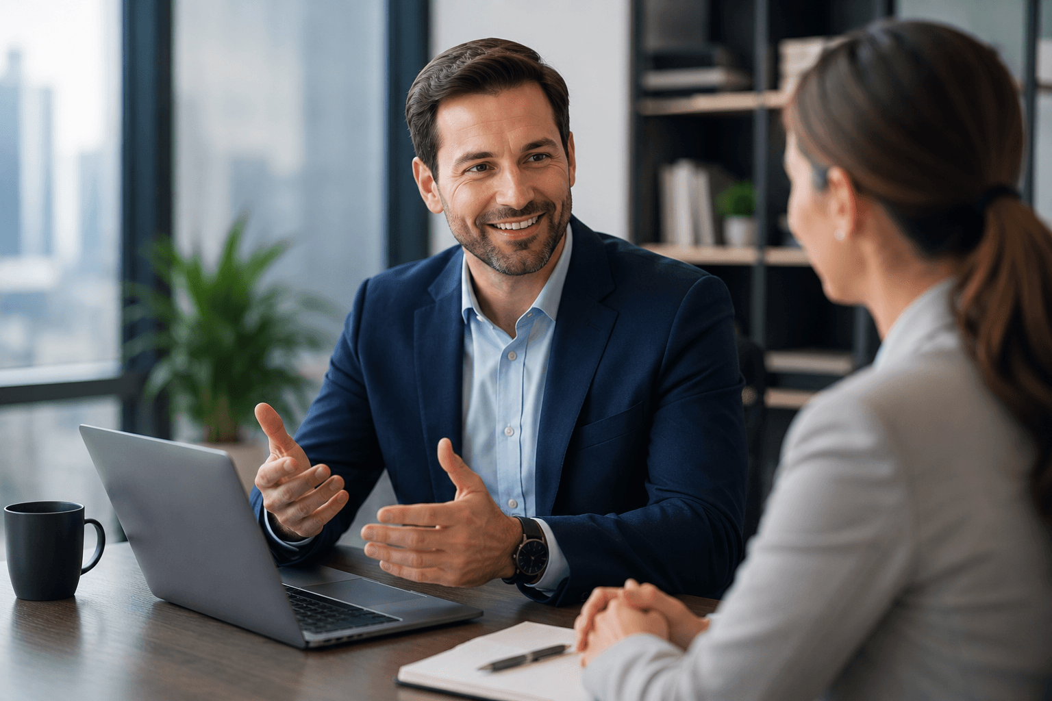 A professional coach meeting with a client